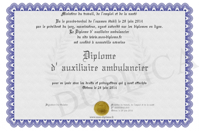 diplome ambulancier